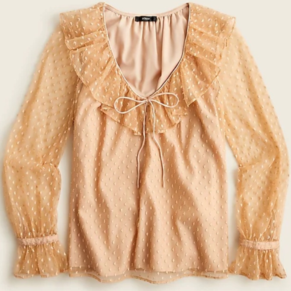J. Crew Ruffleneck Top in Clip Dot